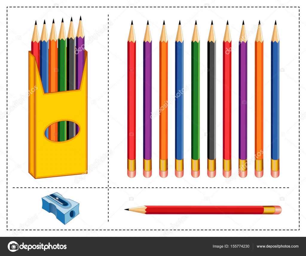 Pencil Set, Box of Pencils, Sharpener Stock Vector by ©casejustin 155774230
